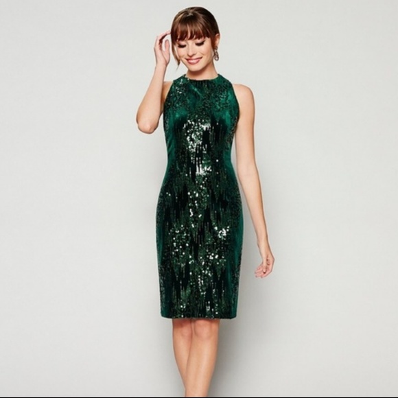forest green sequin dress